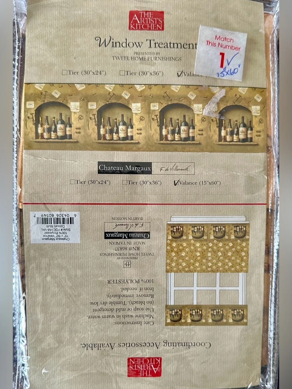 3 Pics The Artists  Kitchen Window Treatment Curtains Wine Bottle Prints New